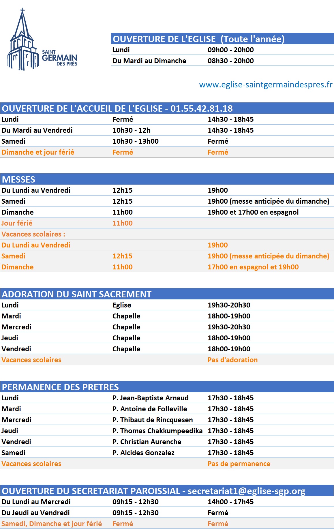 Horaires SGP 2018-2019