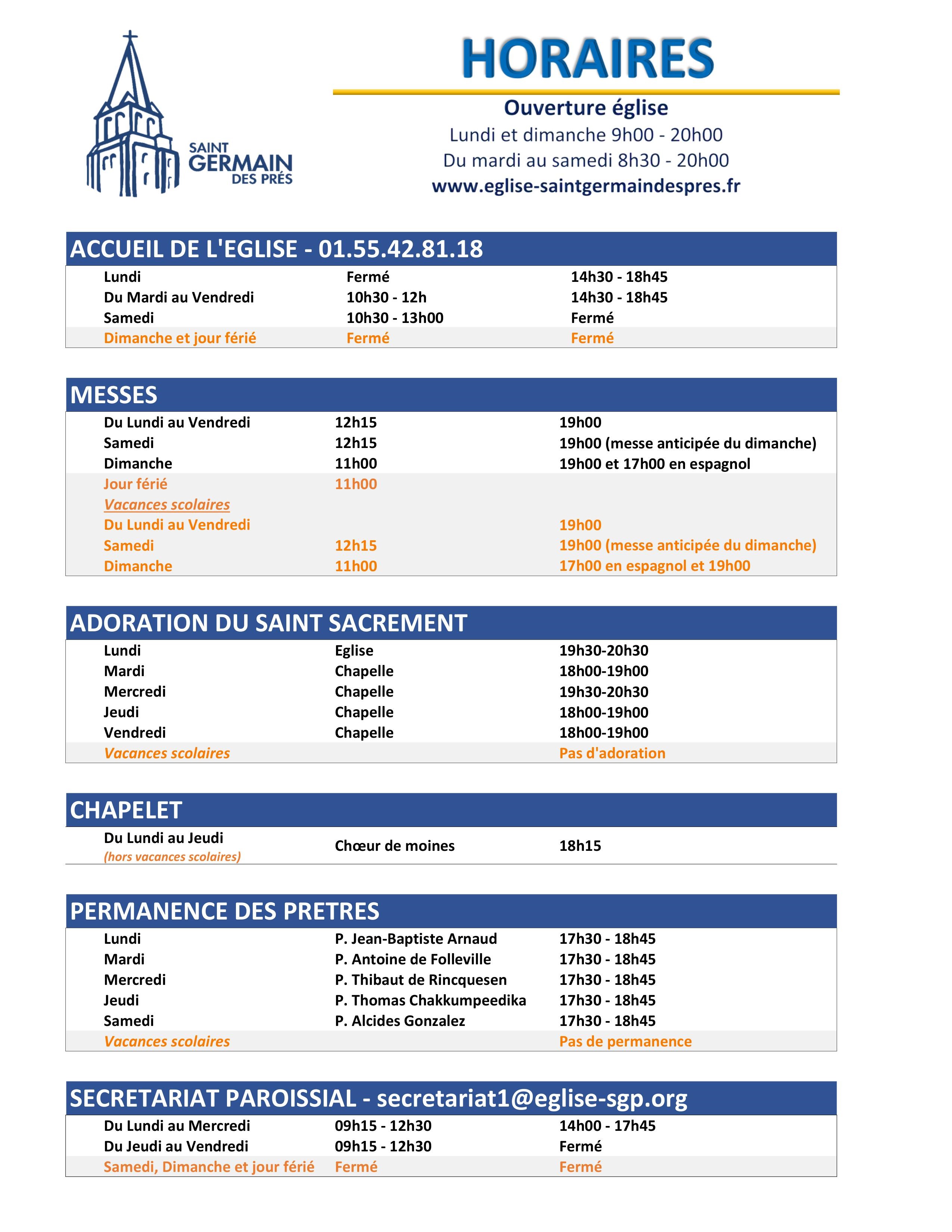 Horaires SGP